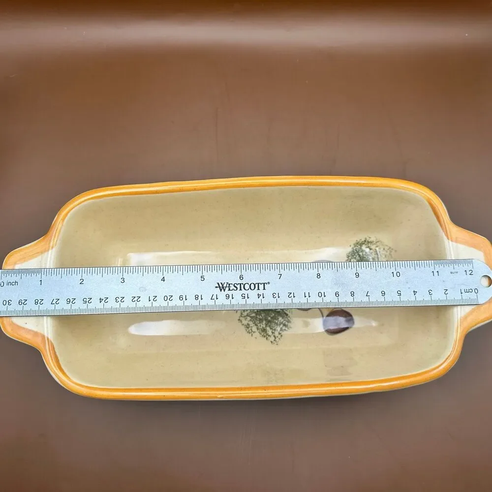 VTG 1971 Los Angeles Potteries Harvest Mushroom Loaf Pan Ovenware #603